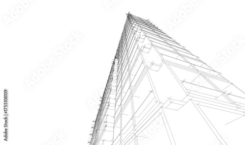 Modern building architectural 3d illustration