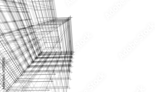 Modern building architectural 3d illustration