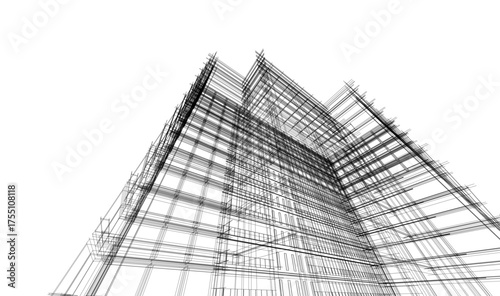 Modern building architectural 3d illustration