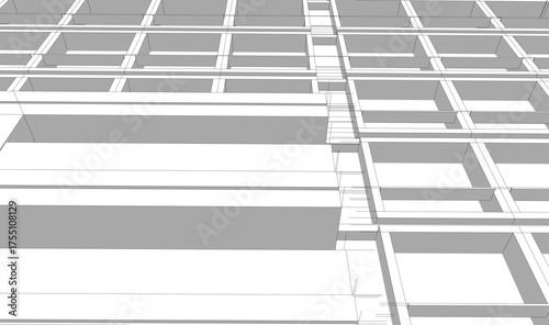 Modern building architectural 3d illustration