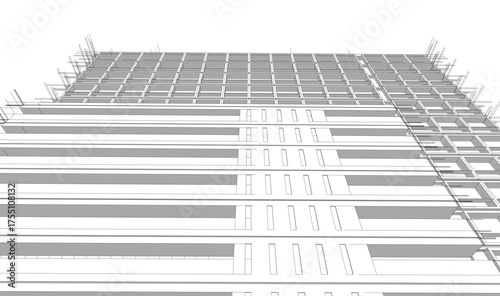 Modern building architectural 3d illustration