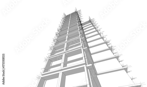Modern building architectural 3d illustration