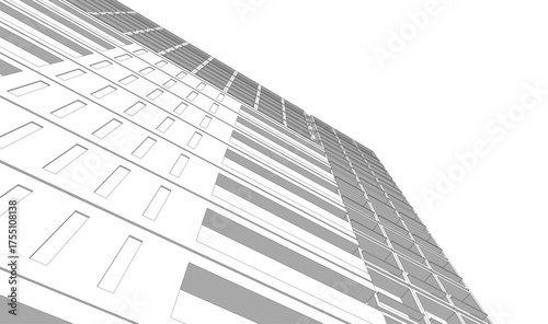 Modern building architectural 3d illustration