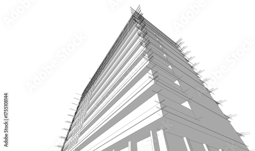 Modern building architectural 3d illustration
