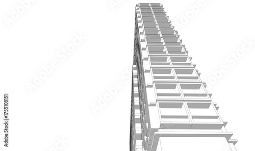 Modern building architectural 3d illustration