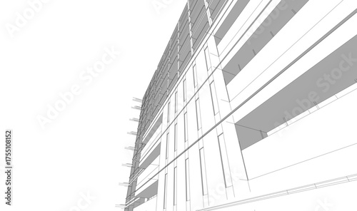 Modern building architectural 3d illustration