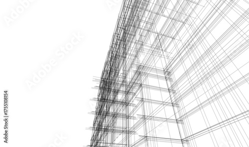 Modern building architectural 3d illustration