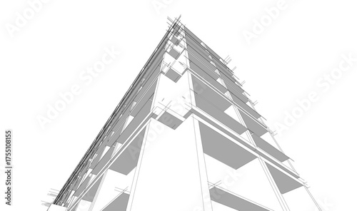 Modern building architectural 3d illustration