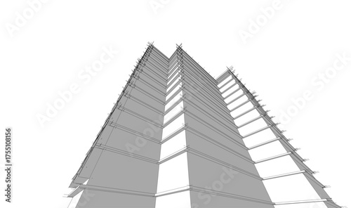 Modern building architectural 3d illustration