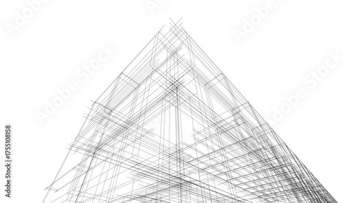 Modern building architectural 3d illustration