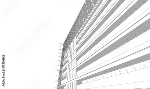 Modern building architectural 3d illustration