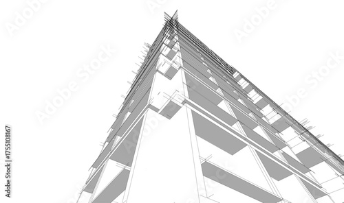 Modern building architectural 3d illustration