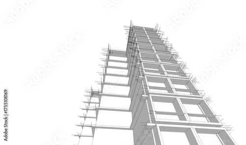 Modern building architectural 3d illustration