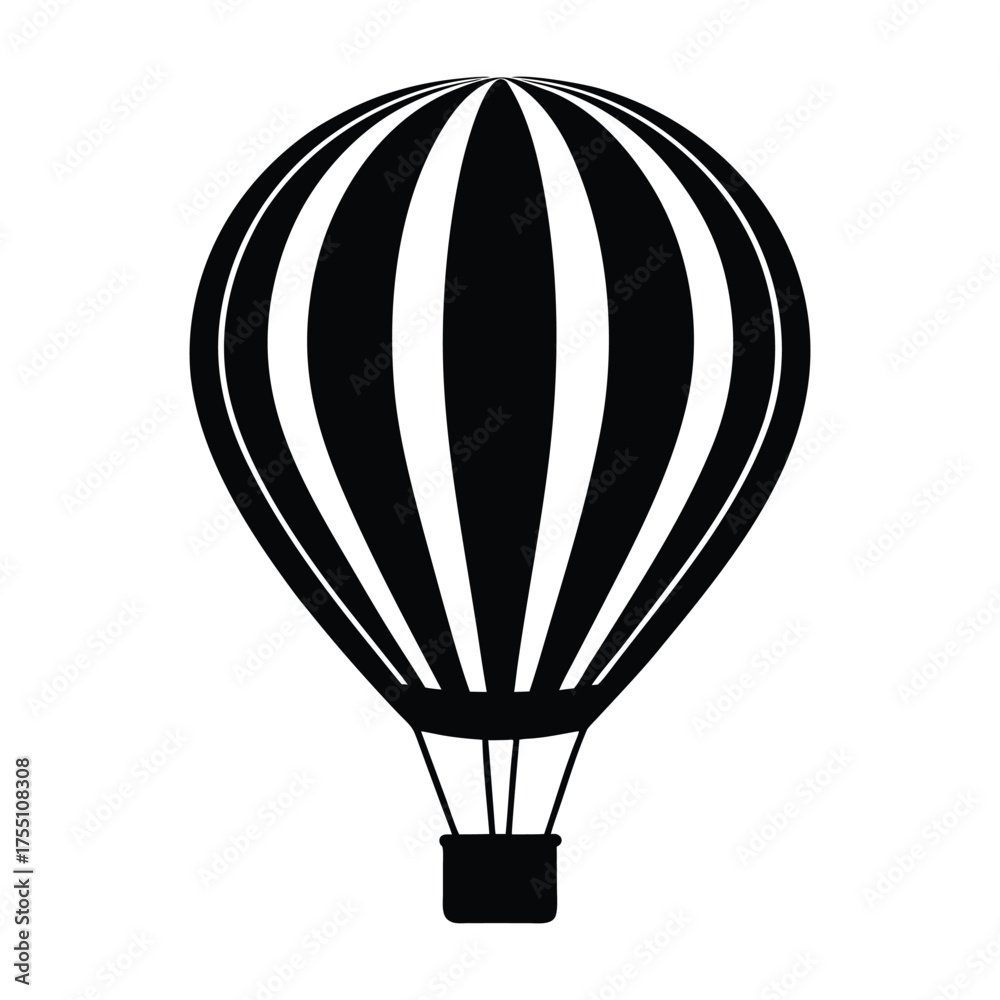 Obraz premium Vector icon of hot air balloon, Silhouette and flat design style isolated on white background. 