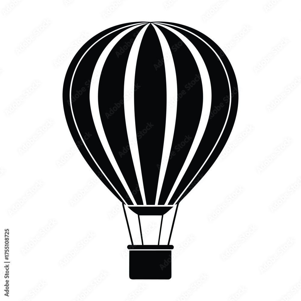 Fototapeta premium Vector icon of hot air balloon, Silhouette and flat design style isolated on white background.