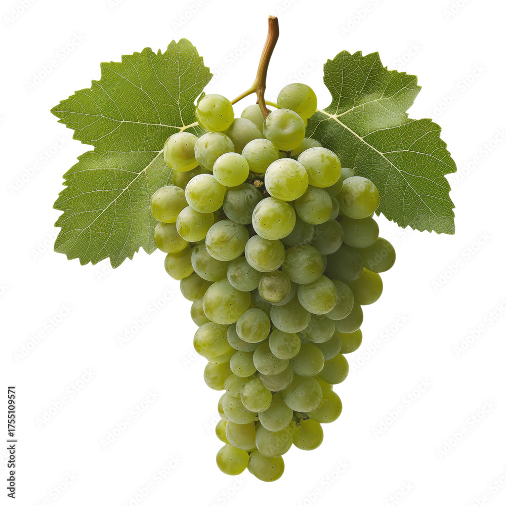 Obraz premium Fresh green grape bunch isolated on transparent background