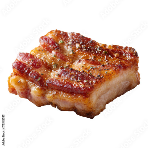 Crispy Delicious Pork Belly Bite with Seasoned Garnish