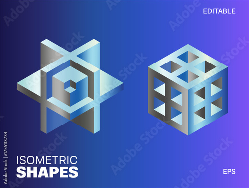 3d isometric geometric shapes