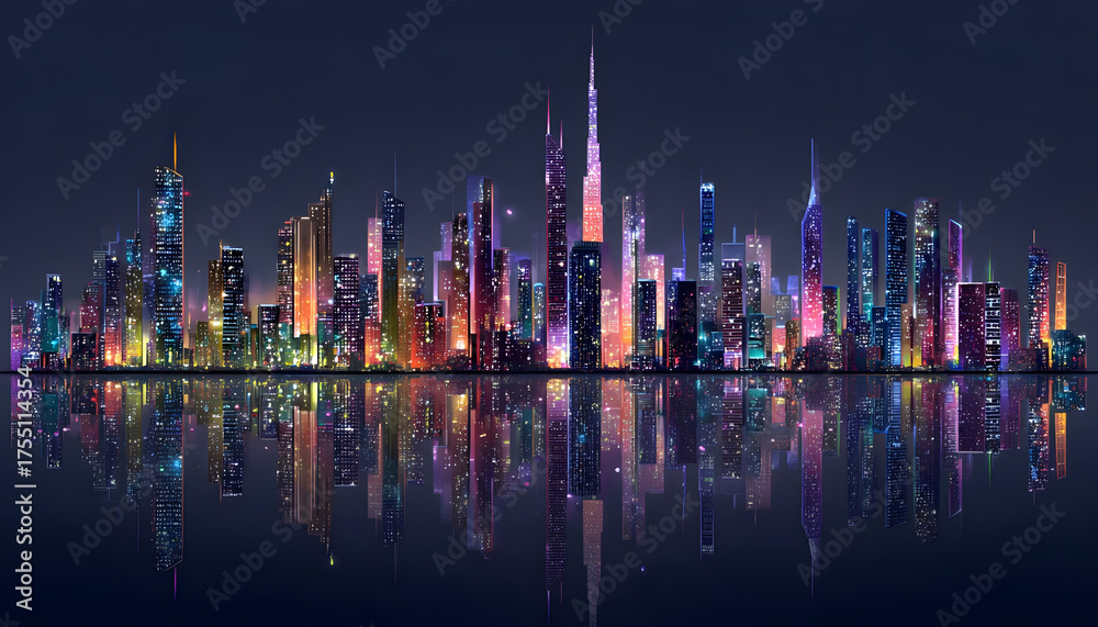 Obraz premium City shape sparkle light glitter architecture metropolis cityscape.