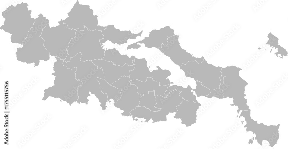 Naklejka premium Central Greece, Greece – administrative vector map with municipality boundaries (Web Mercator projection, PPT-compatible & fully editable)