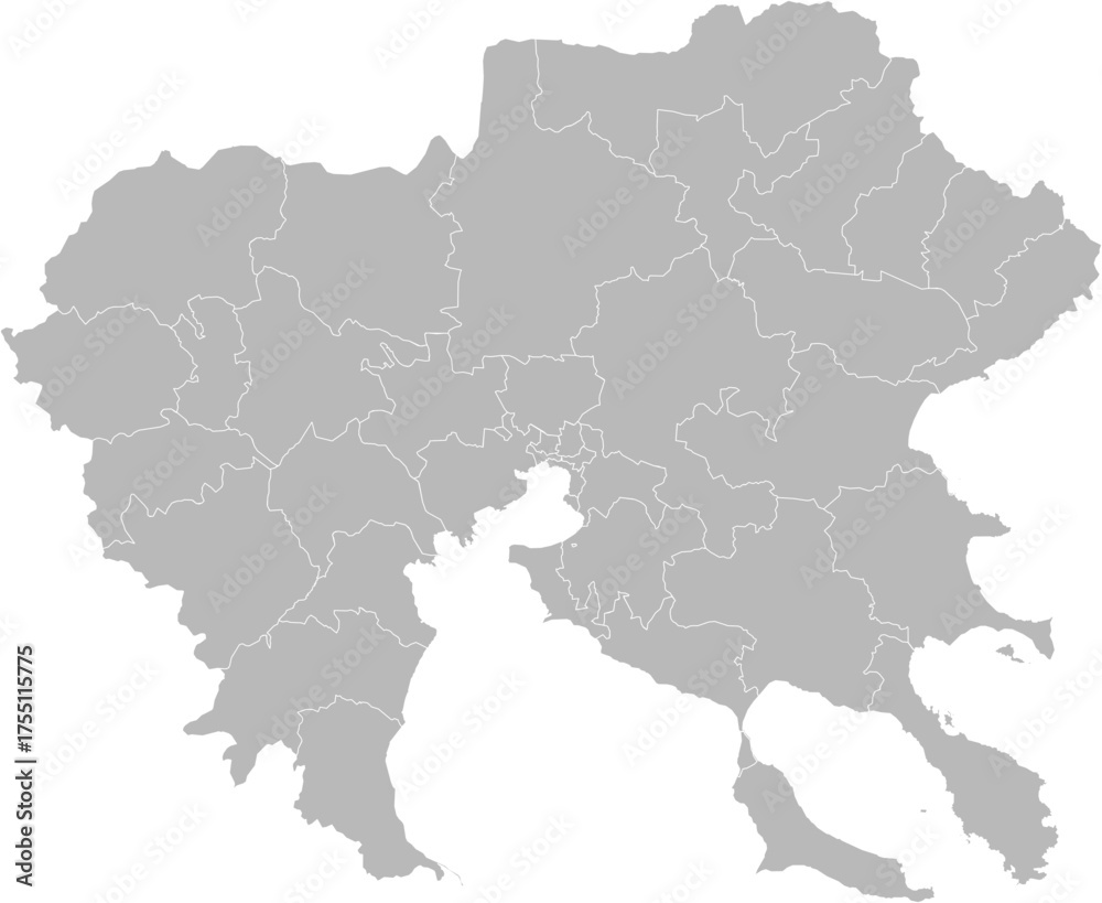 Fototapeta premium Central Macedonia, Greece – administrative vector map with municipality boundaries (Web Mercator projection, PPT-compatible & fully editable)