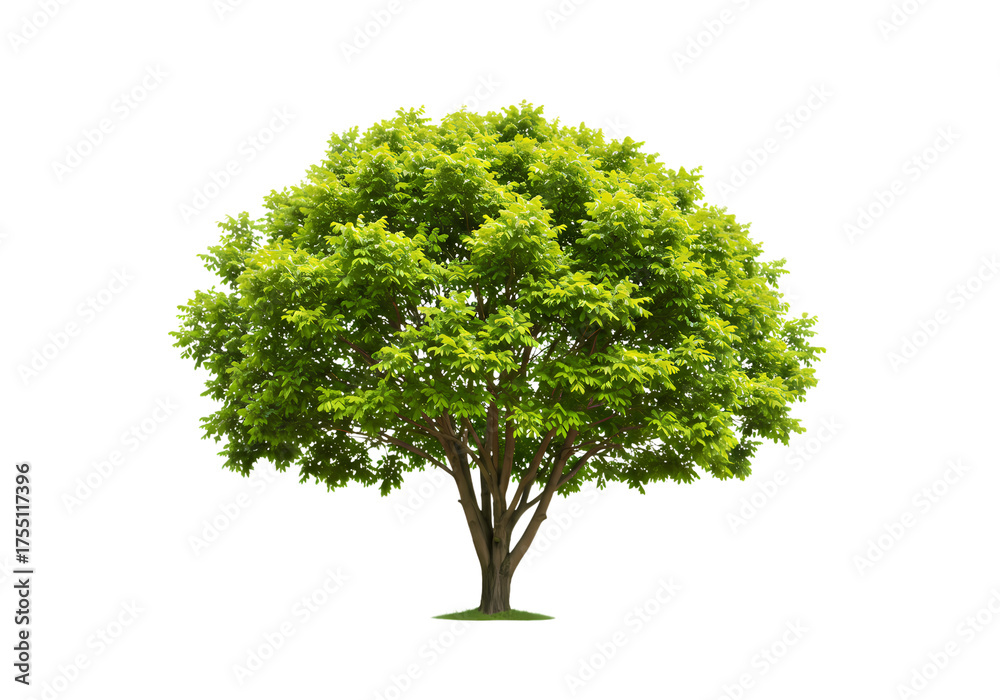 Fototapeta premium Lush Green Tree with Full Canopy and Thick Trunk
