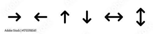 Arrow icons for UI and UX design, Arrows set vector illustration, Arrows vector collection, Arrow icons pointing in multiple directions, Vector illustration.