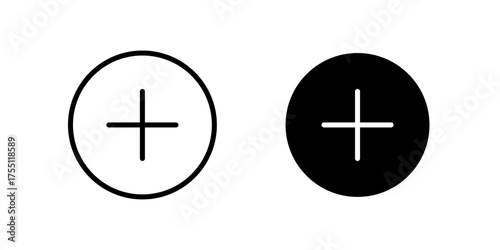 Free Download Plus sign icons in outlined and filled circle design, Math symbols, Round plus icons, Vector illustration. - GFXLoad
