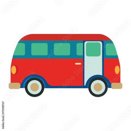 Vector of vintage camper van, retro camper van and minibus illustration isolated on white background.
