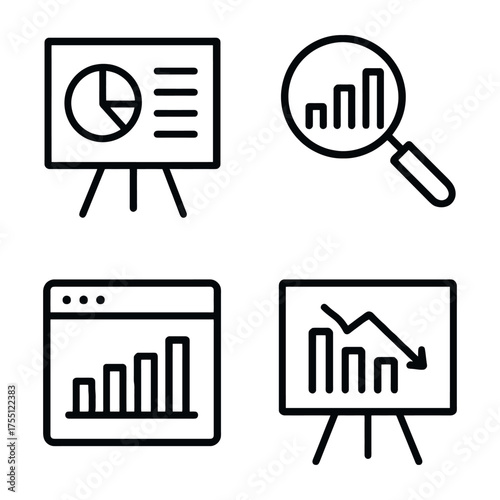Minimalist Business Analytics Icon Set