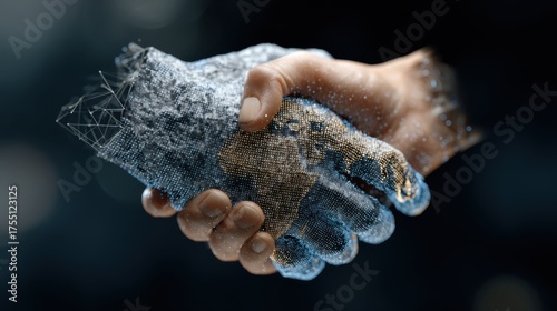Digital handshake virtual partnership technology innovation modern business collaborative environment
