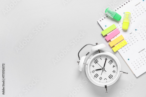 Calendar with alarm clock, ...