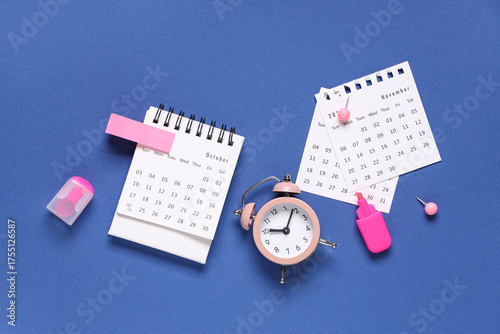 Calendar with alarm clock, ...