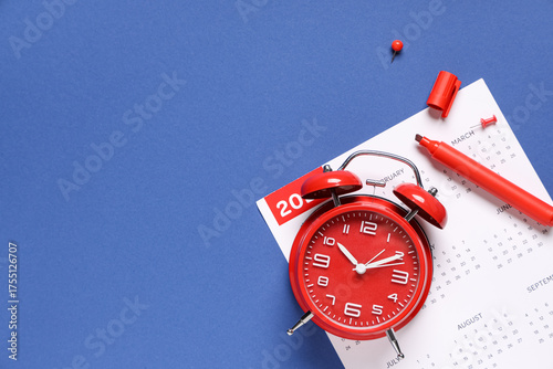 Calendar with alarm clock, ...