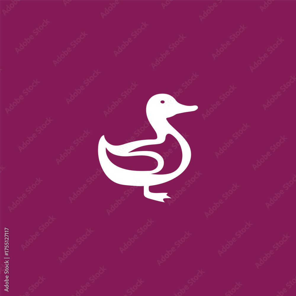 Obraz premium Silhouette style minimal duck t-shirt design featuring elegant black vector art, simple bird line illustration for nature lovers, wildlife fashion, farm animal apparel, modern minimalist outfit, and s