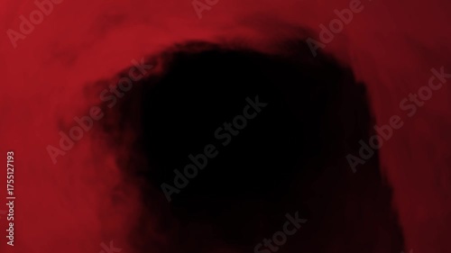 3D red smoke swirling on a black background. 