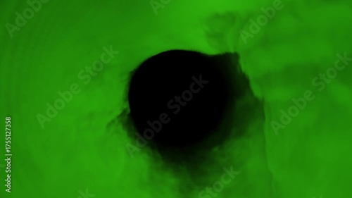 3D green smoke swirling on a black background. 
