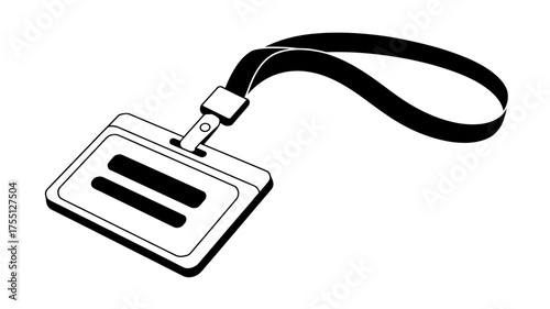 Vector art of black and white lanyard with id card