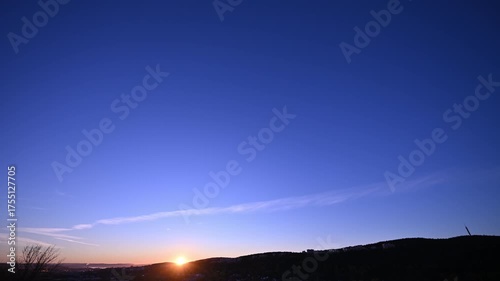 Autumn nordic sunset, airplanes flying and the changing gradation of the sky, timelapse