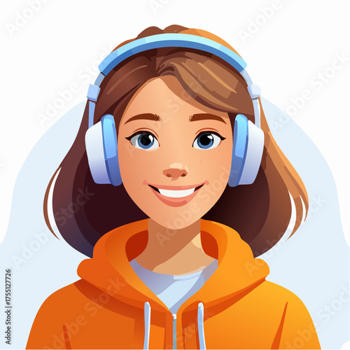 Teenager mit Kopfhörern und Hoodie (Streetlook)
