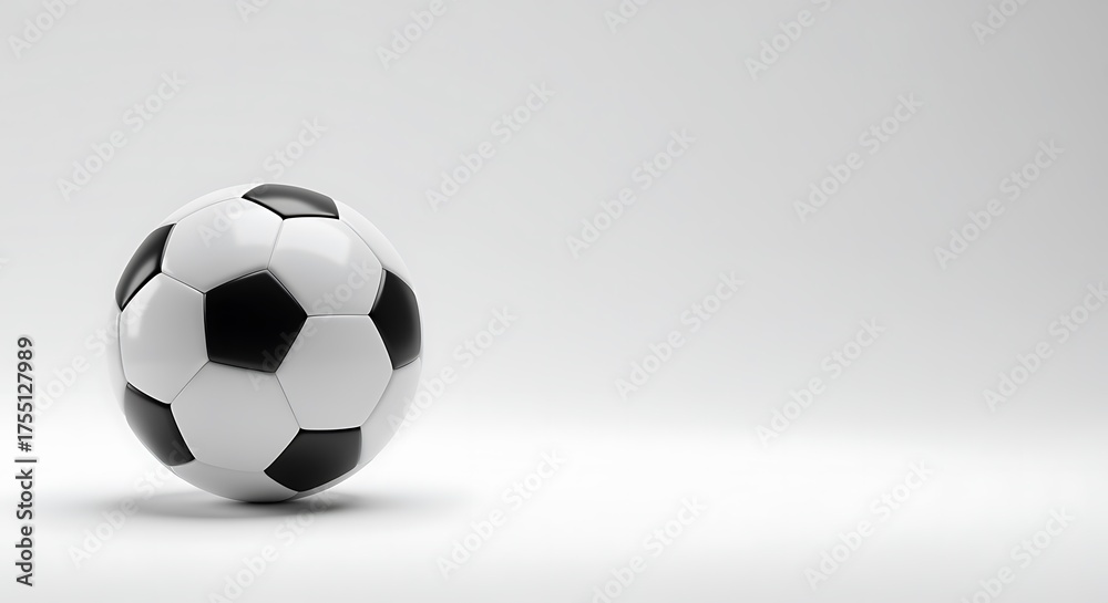 Fototapeta premium Classic black and white soccer ball on a clean white background, isolated, studio shot