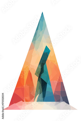 Abstract vector of terraformed planet landscape Low poly geometric mountains in a vibrant alien ecosystem For scifi concepts of worldbuilding and interstellar exploration