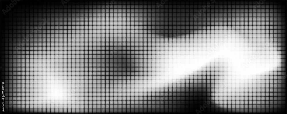 Fototapeta premium Pixel grid with soft black and white gradient, smooth and flowing aesthetic, modern glass fractal effect.Minimal background for design, technology and creative projects