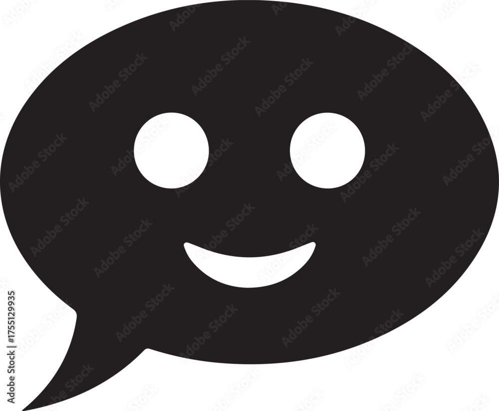 Fototapeta premium Smiling chat bubble icon with happy face expression for communication applications and social media platforms
