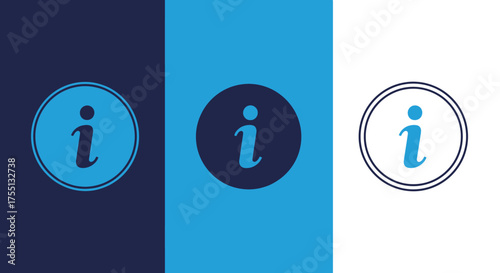 Information icon designs and visual representations using clean modern styles and contrasting color palettes for clear communication