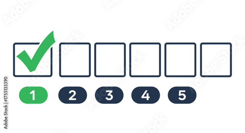 Visual Representation of a Completed Task Among Multiple Options with Numbered Progression