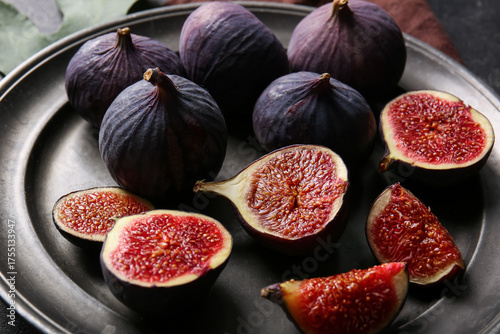 Fresh ripe purple figs and ...