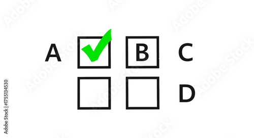 A Visual Representation of a Multiple Choice Question with Option A Correctly Selected