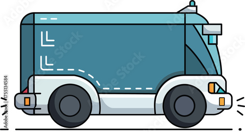 Vector art of autonomous delivery van, modern and efficient design