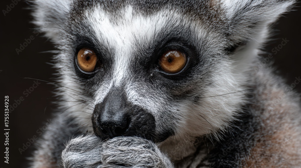 Obraz premium Closeup of a Thoughtful Lemur with Stuffed Animal Toy Adorable and Whimsical Wildlife Portrait for Branding and Lifestyle Projects, Encapsulating Tranquility and Warmth.